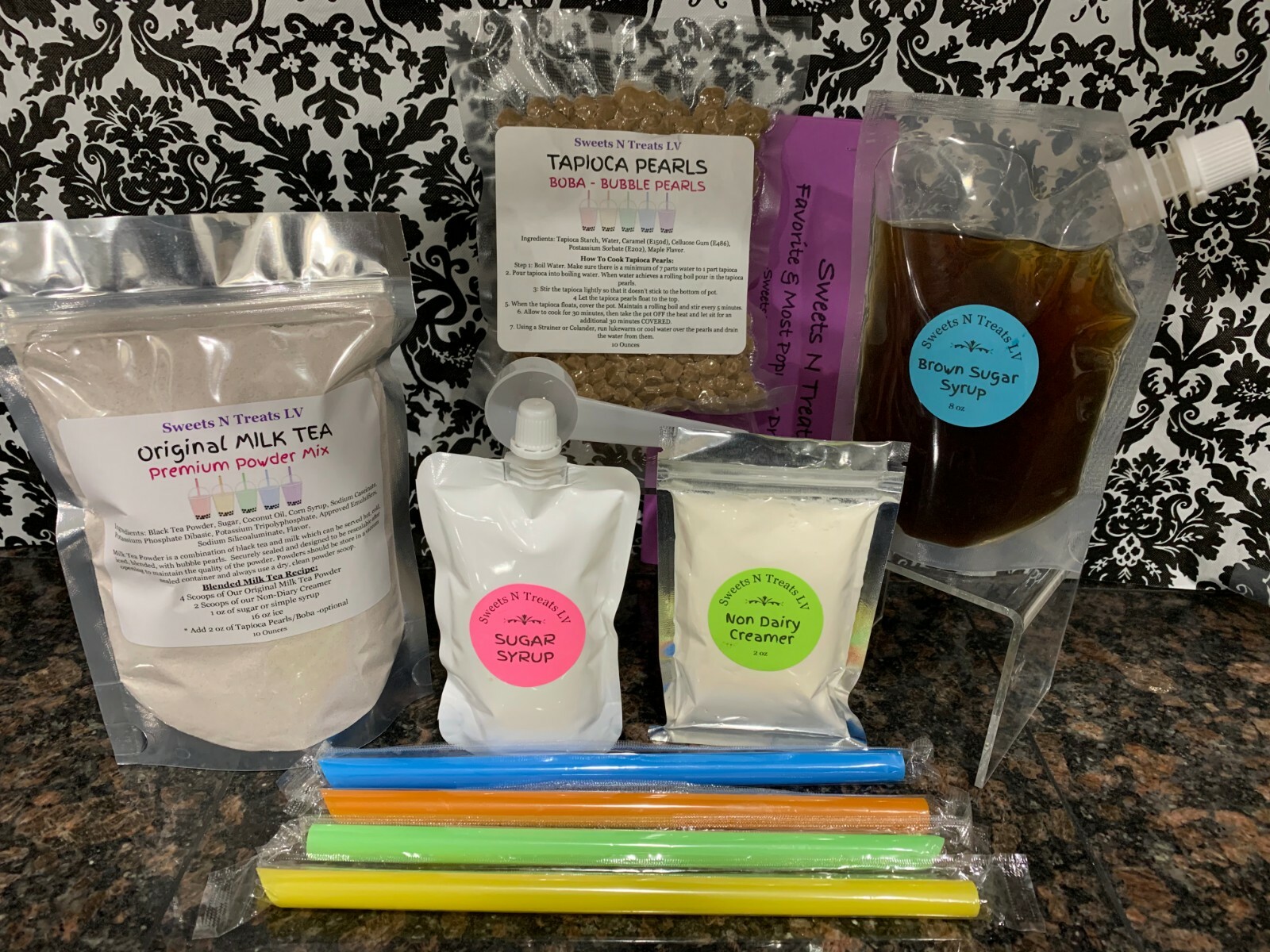 Classic MILK TEA Powder Boba Bubble Tea Tapioca Pearls Brown Sugar DIY KIT New