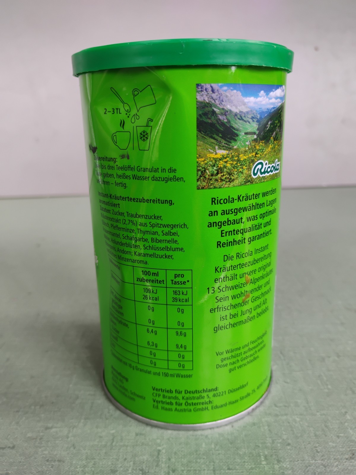 Ricola Schweizer Kräutertee Instant Herbal Tea 200g Exp 02/2028 Dented Tin