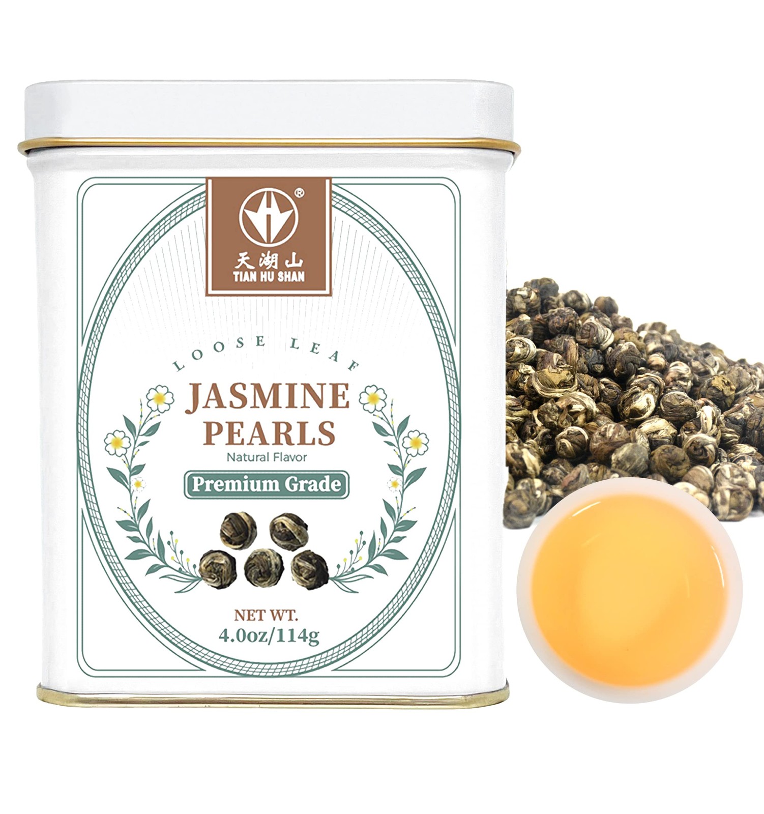 Jasmine Tea Jasmine Dragon Pearls Green Tea Loose Leaf 4oz 114g Tin