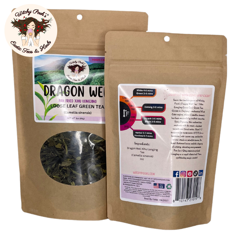 Dragon Well Loose Leaf Green Tea, High Caffeine Equal to Coffee