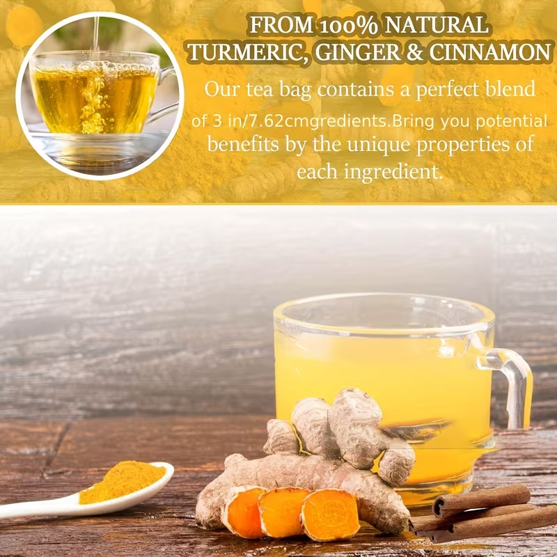 60 Turmeric Cinnamon Ginger Tea Bag, Turmeric Ginger Tea With Ceylon Cinnamon