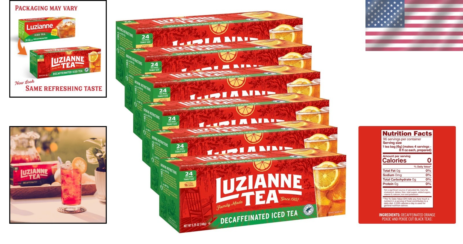 Decaffeinated Iced Tea Bags, Family Size Pack of 144 – Authentic Southern Flavor