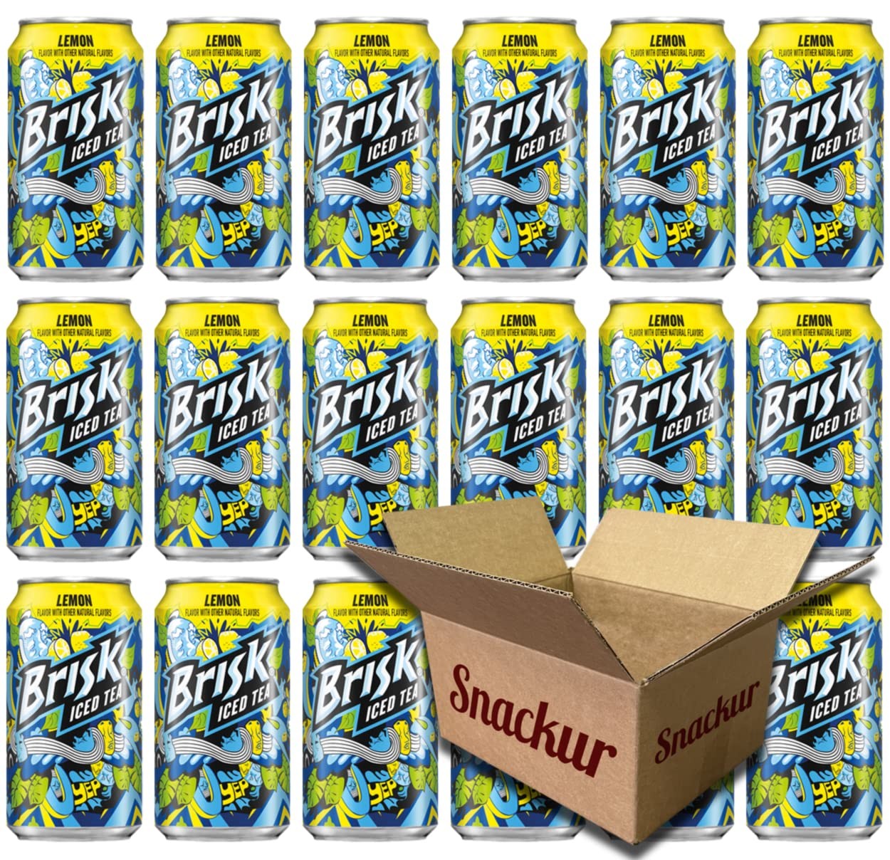 Brisk Iced Tea Lemon,12 Oz Cans.18 Pack, In Snackur Safe Ship Box