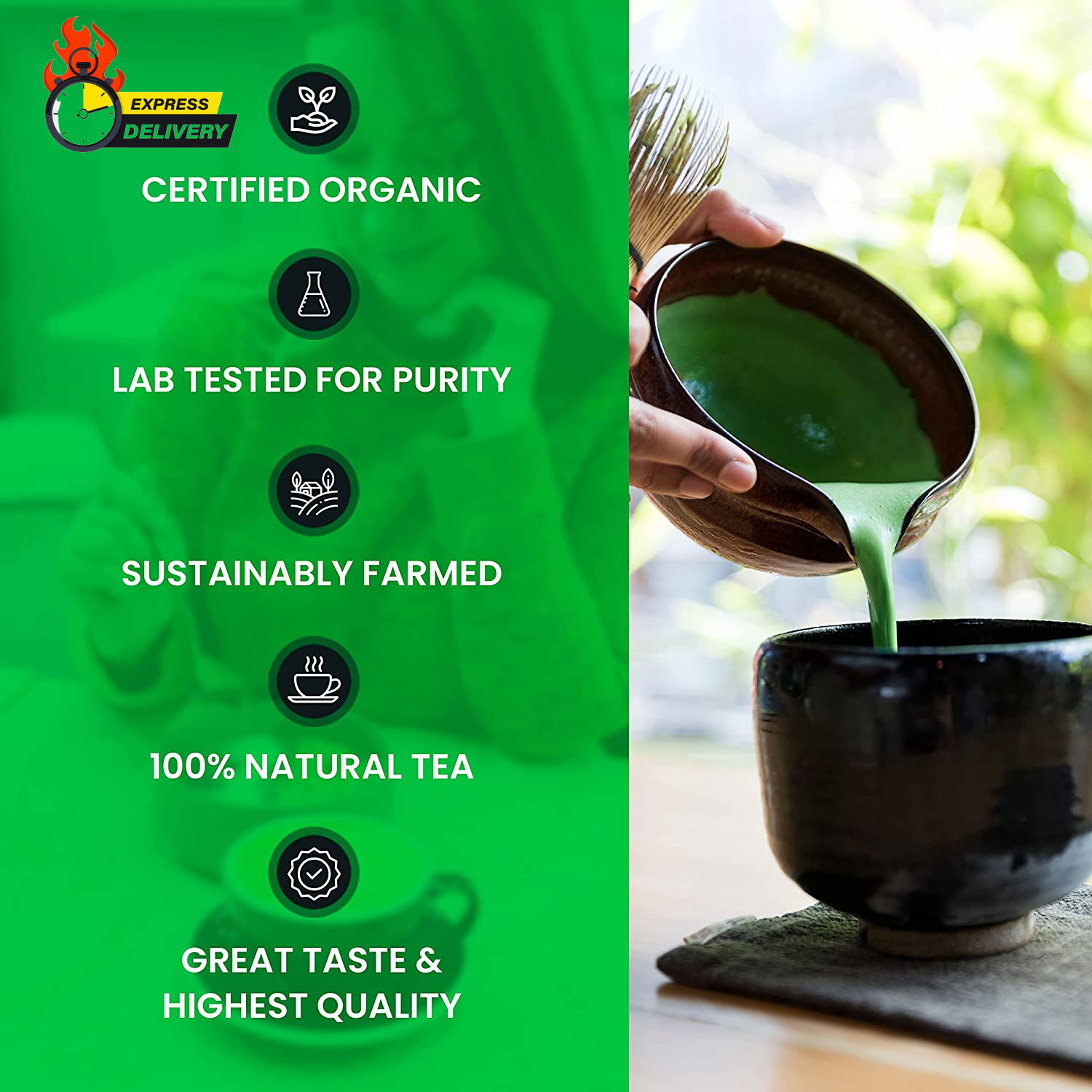 Certified Organic Matcha Green Tea Powder | 100% Pure Premium Culinary Grade Mat