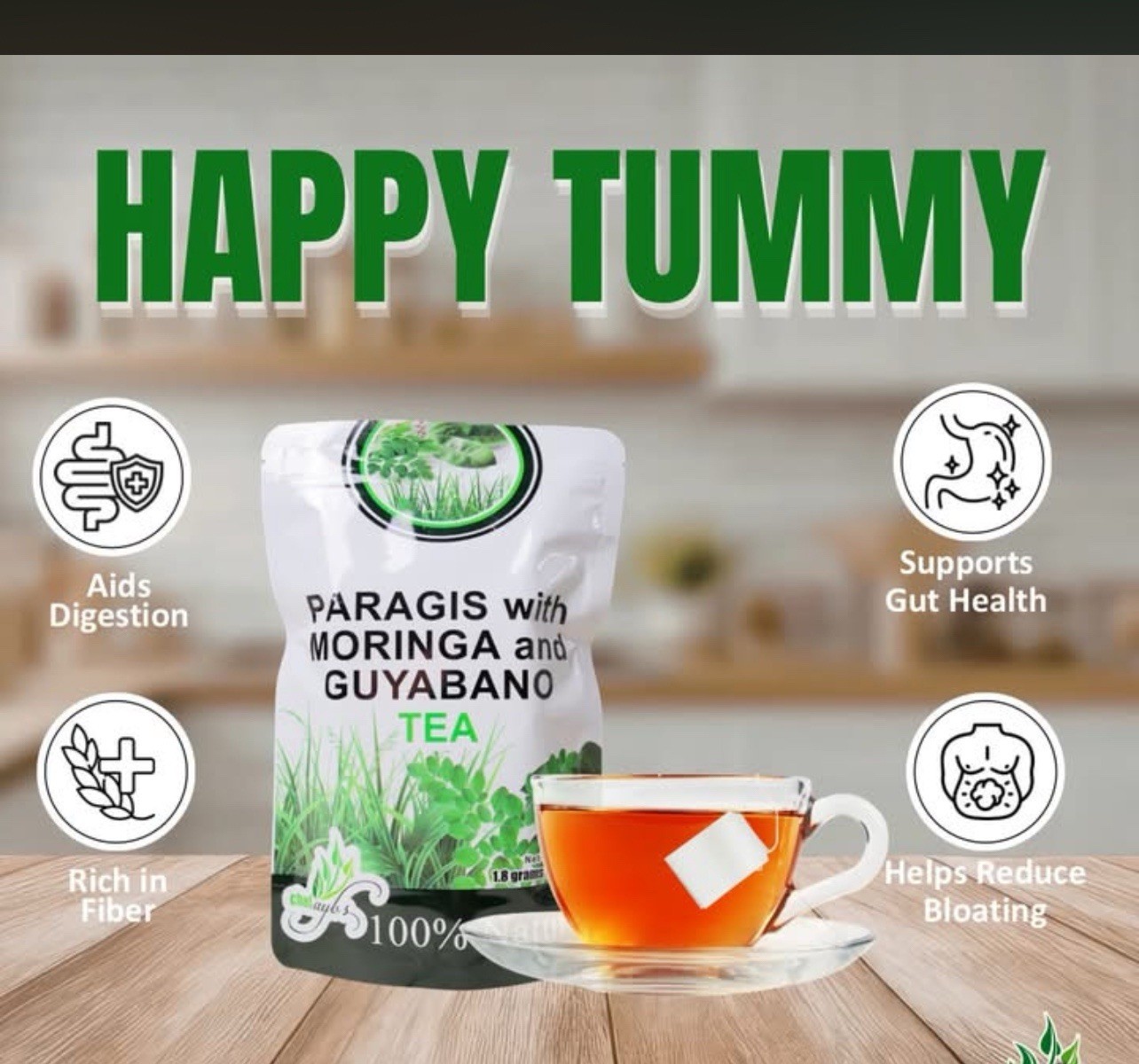 Chef Ayub’s Paragis Moringa Guyabano 100% Natural Herbal Tea 20 Bags