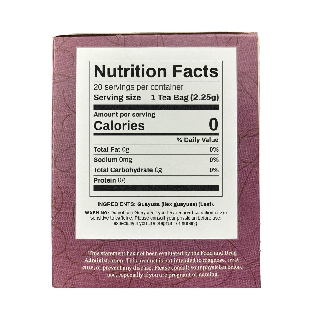 Organic Guayusa Herbal Tea Bags 20 Count