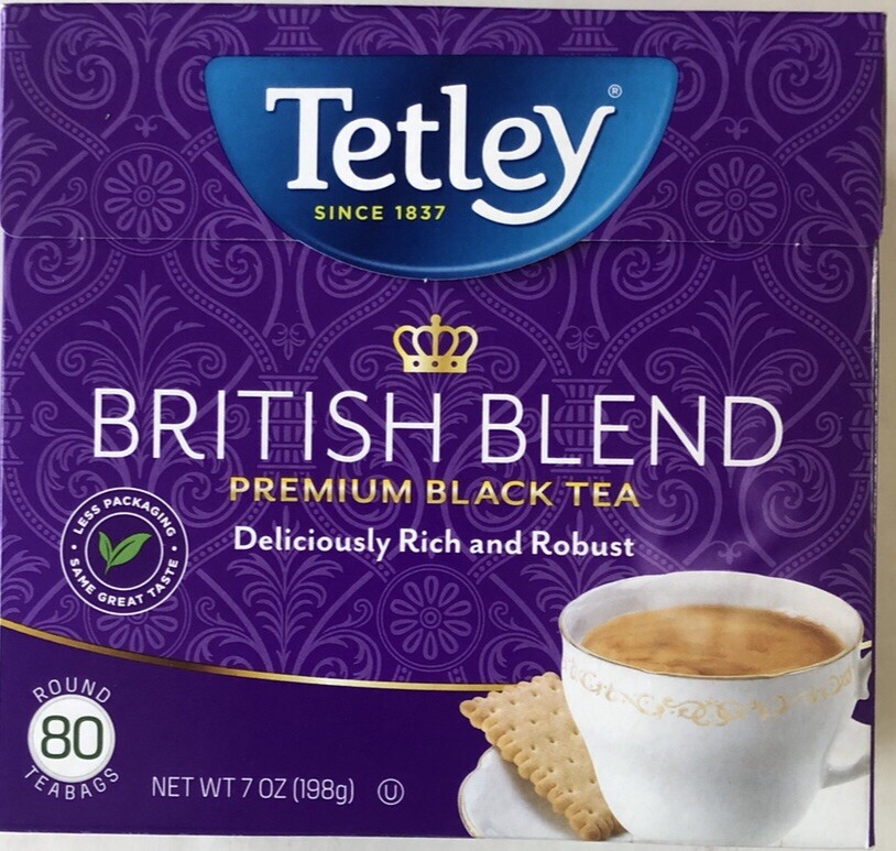Tetley British Blend Premium Black Tea, 1 Box – 80 Count Tea Bags. Net WT 7oz
