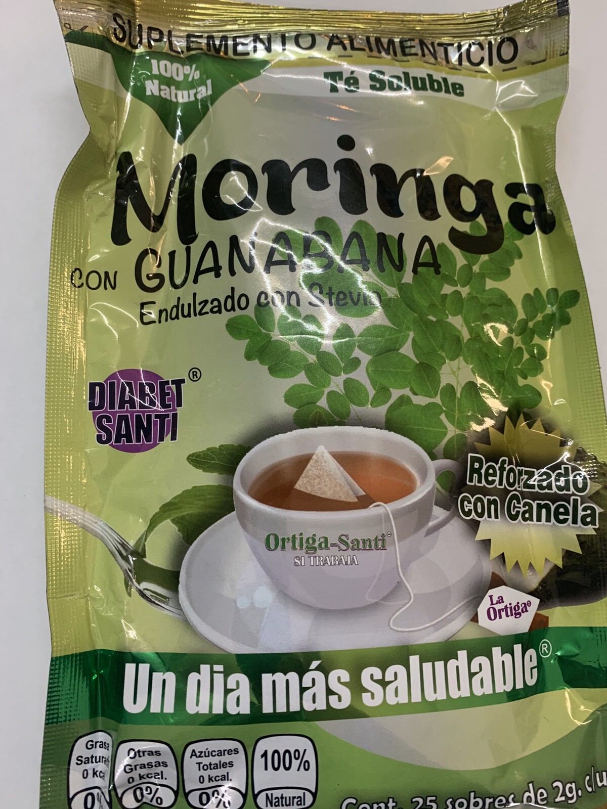 Te De Moringa Con Guanabana Reforzado Con Canela 25 Tea Bags 100% Natural