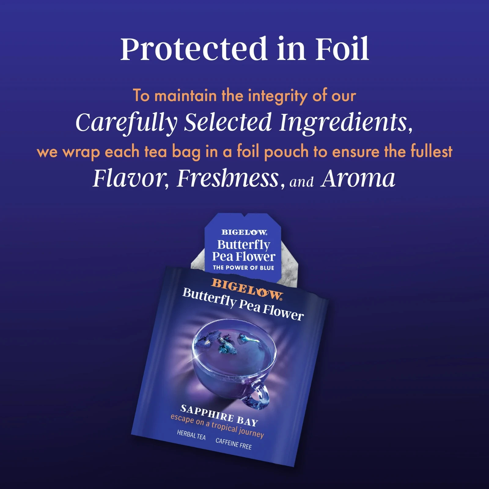 Bigelow Butterfly Pea Flower Sapphire Bay, Herbal Tea, Tea Bags, 18 Count
