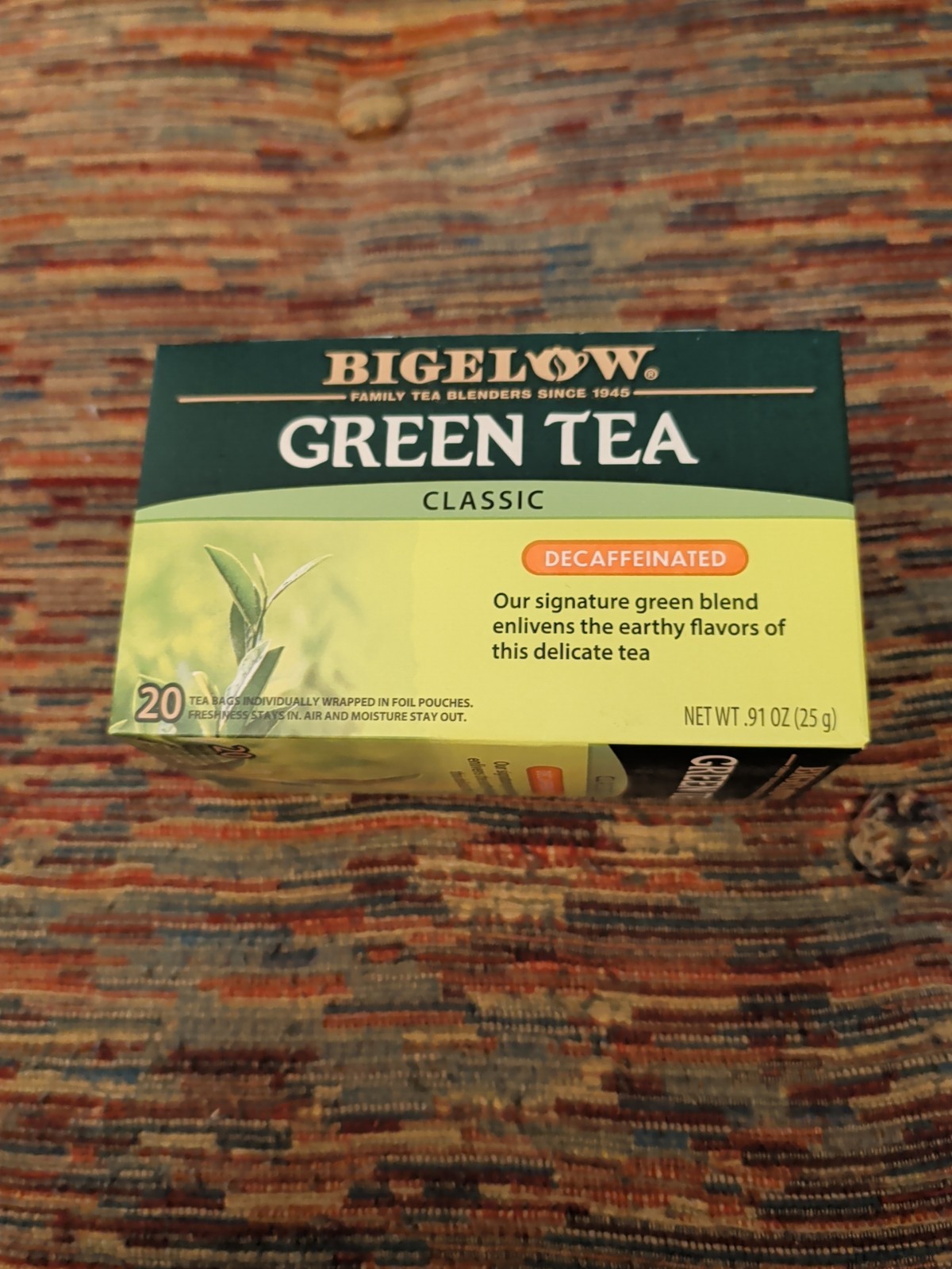 Bigelow Decaffeinated Green Tea Bags, 20 Count Box (Pack of 6) 120 Bags Exp 2028