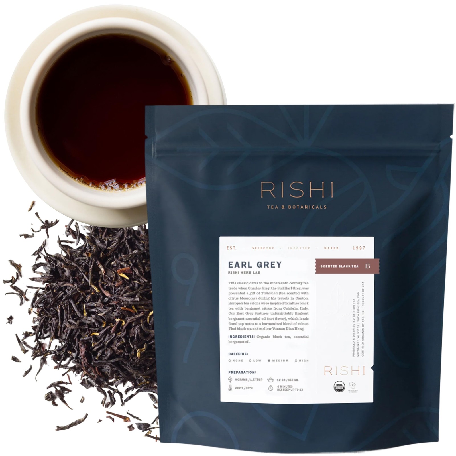 Rishi Tea Earl Grey Tea Organic Loose Leaf Pure Black Tea with Bergamot Oil,…