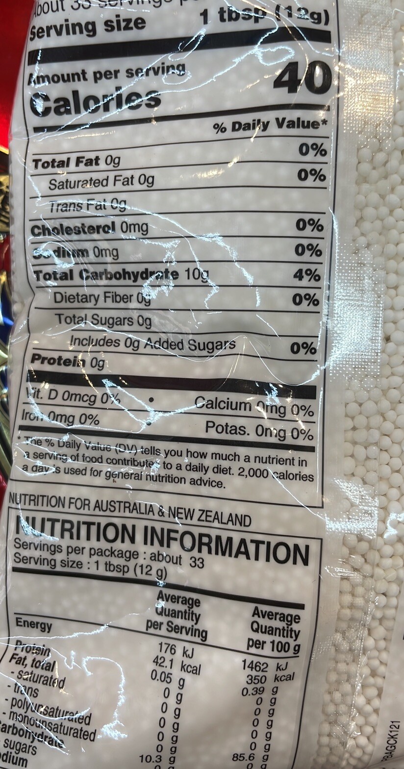 2 Pack Tapioca Pearls Sago Tapioca Pearls White 400g /14 oz Each