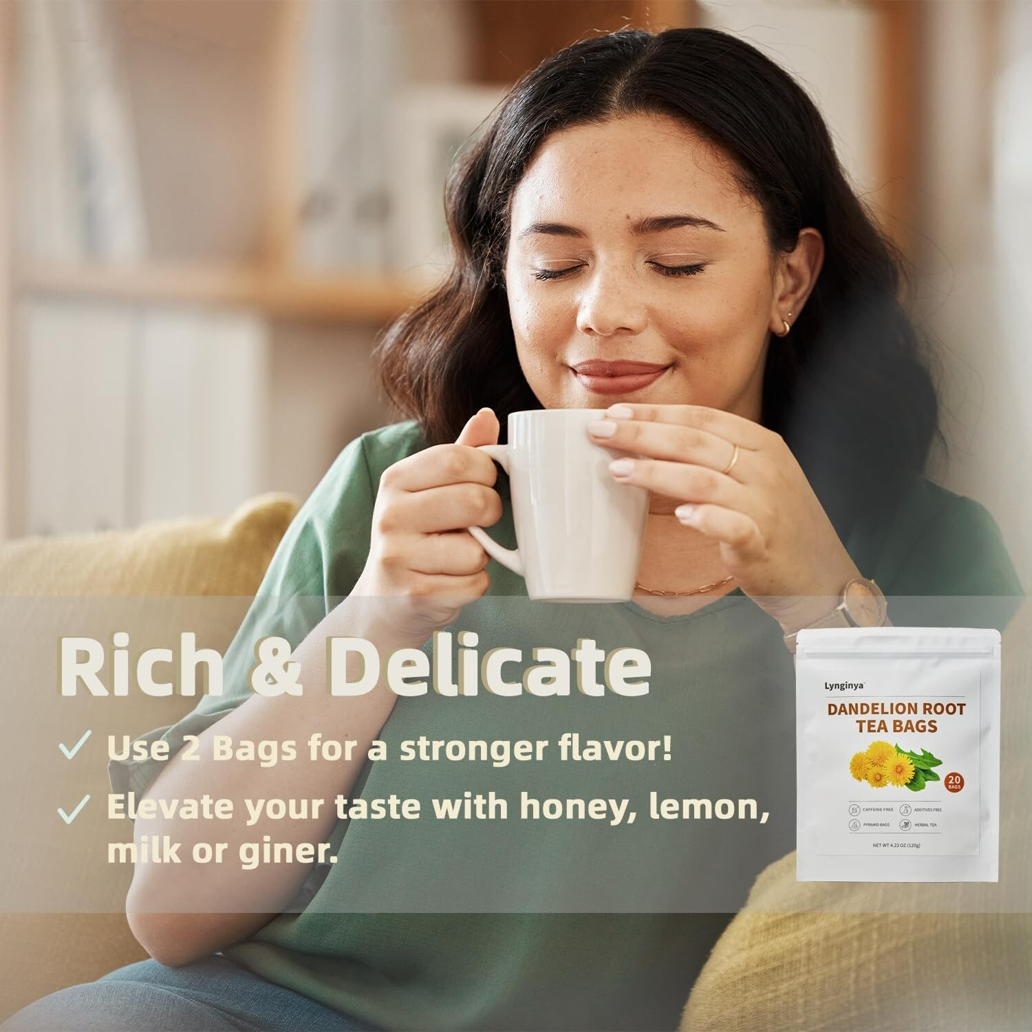 Lynginya 40 Chrysanthemum & Cassia, 120 Dandelion Root or 120 Spearmint Tea Bags
