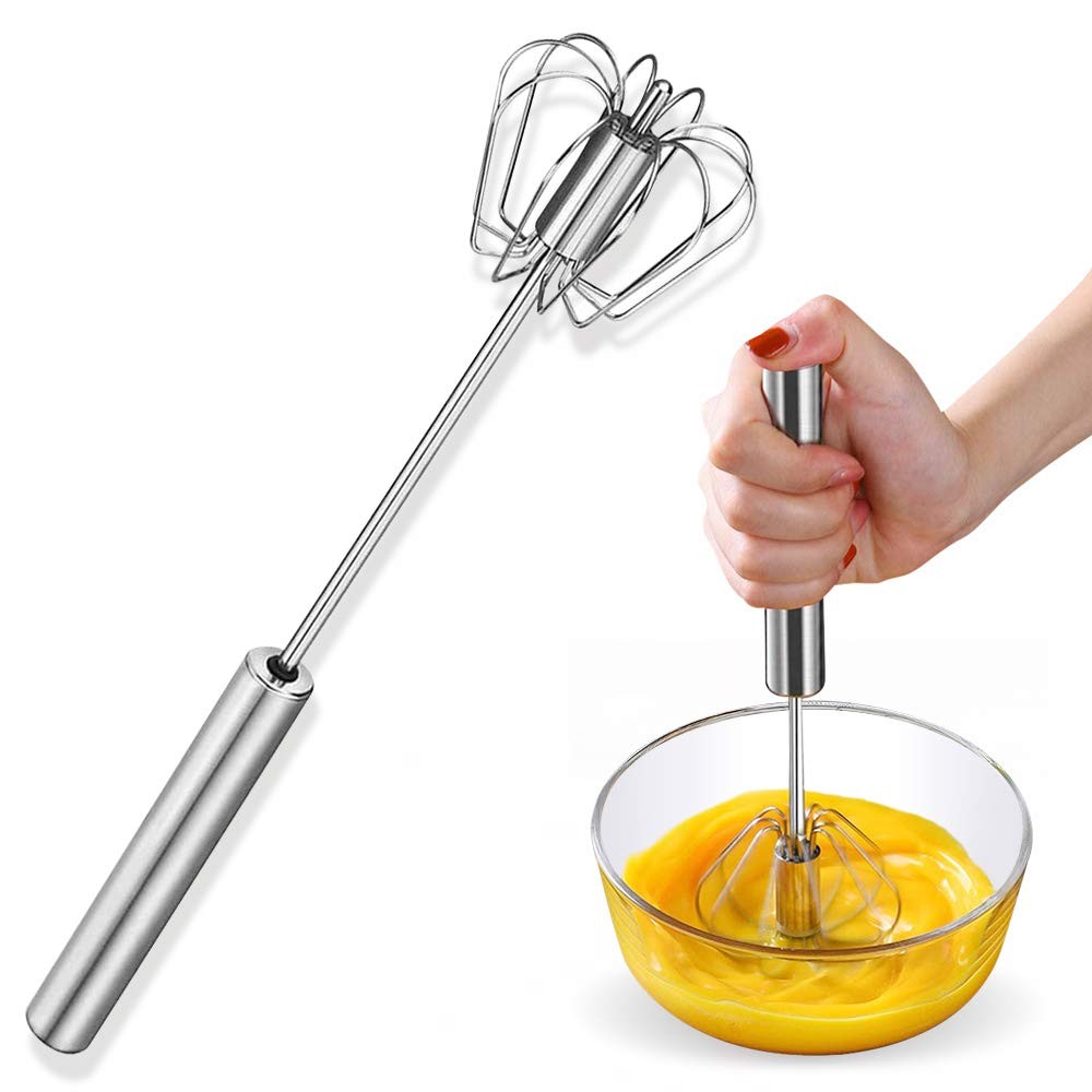 Stainless Steel Eggbeater,egg scrambler,hand mixer, Rotating Silver