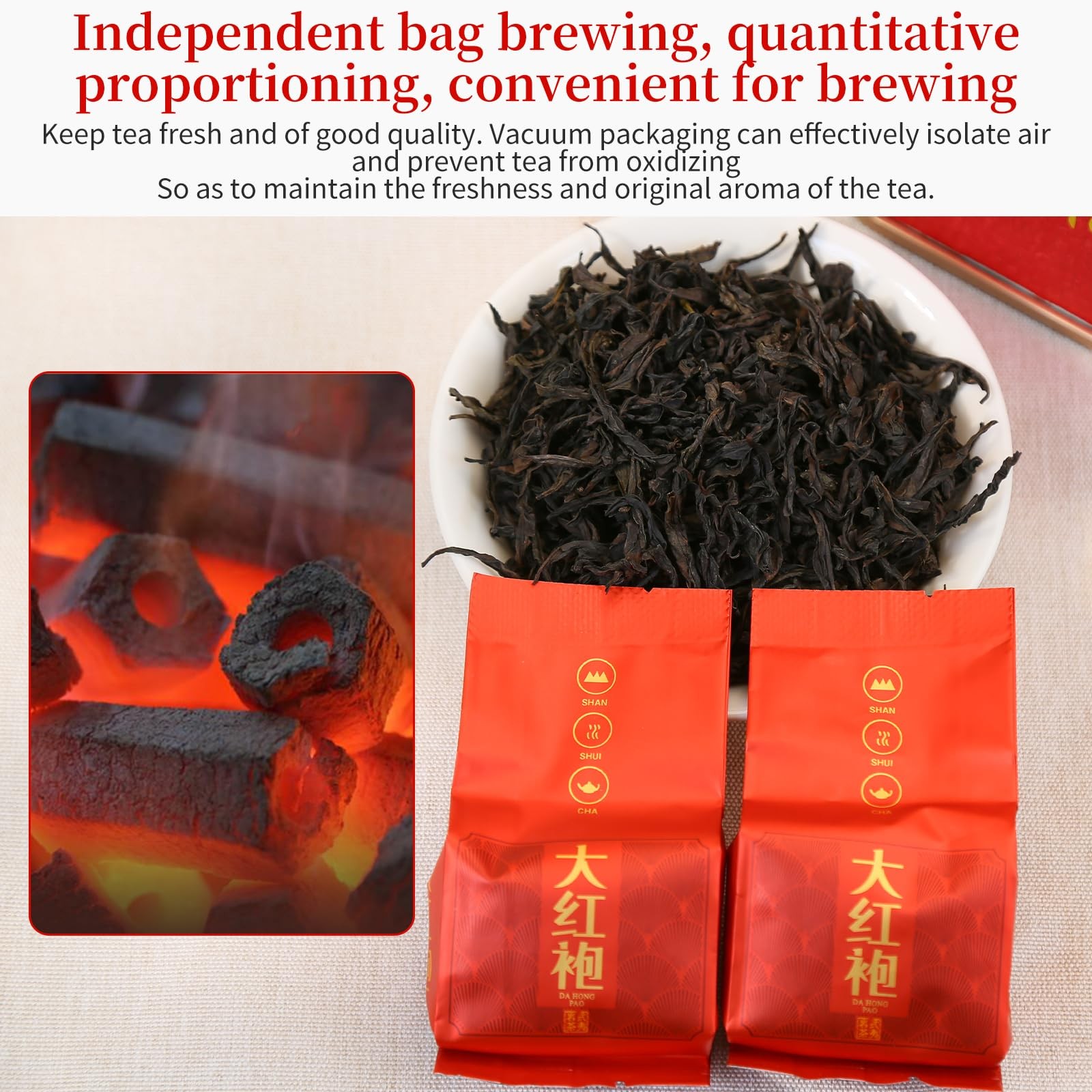XIXICHA Dahongpao Oolong Tea Rock Tea 80g/2.82oz 8g*10bags Chinese Loose leaf…