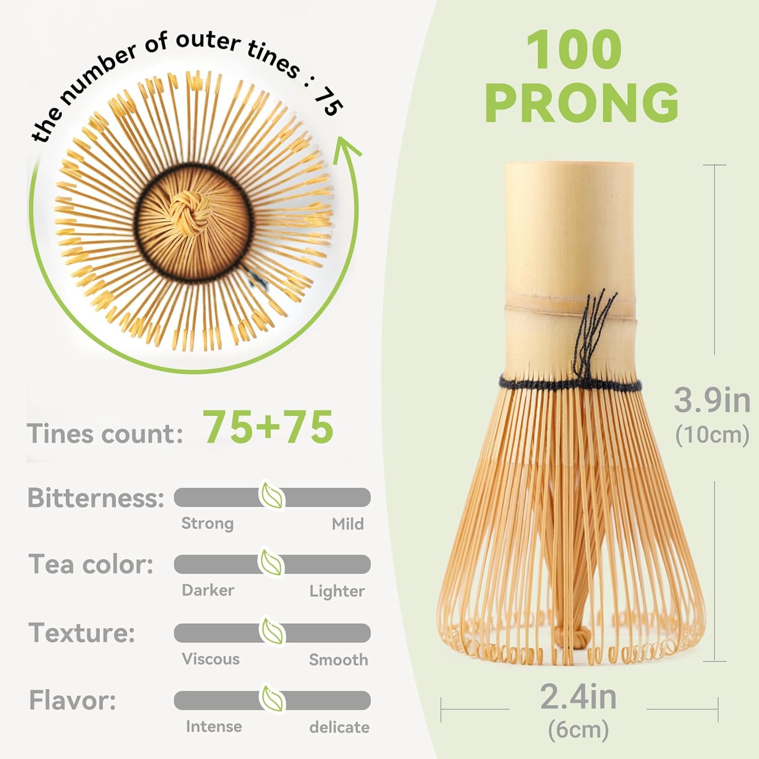 Bamboo Matcha Whisk 80/100/120 Prong, Traditional Japanese Chasen Matcha Stirrer
