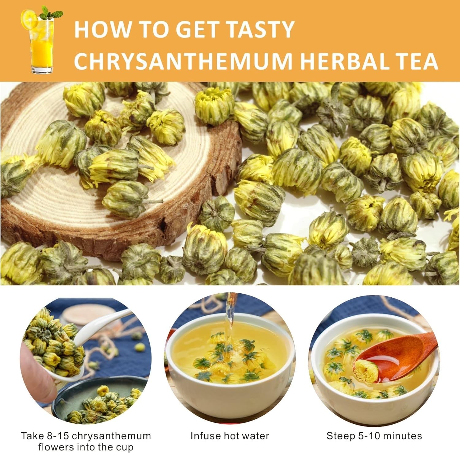 1.4oz Edible Dried Chrysanthemum Flowers – Natural Sweet Herbal Tea Gift