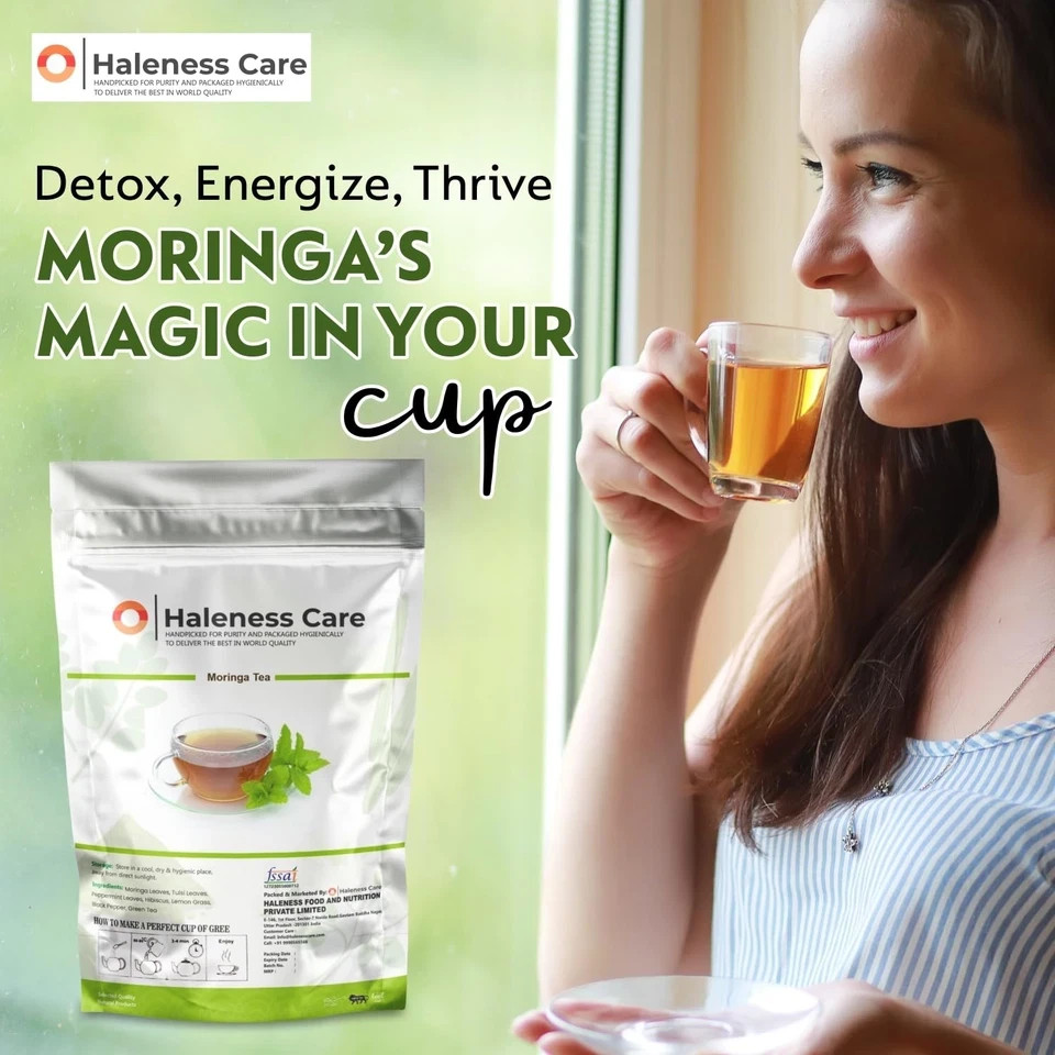 Moringa Herbal Tea 100% Natural Ayurvedic Detox & Immunity Booster Pack of 60g,
