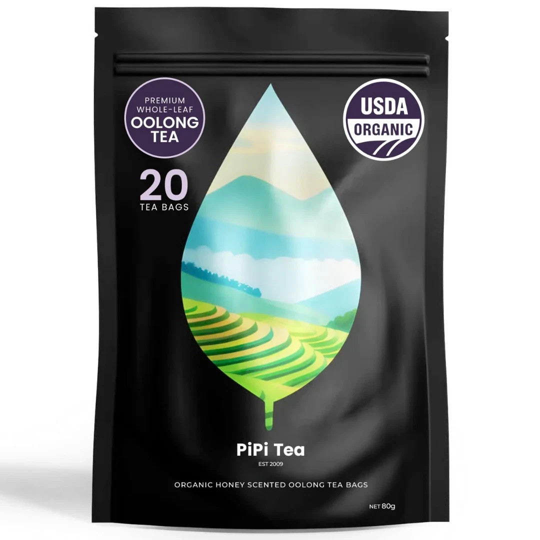 PiPi Tea Organic Oolong Bags – Whole Leaf, 20 (4g Each) 20