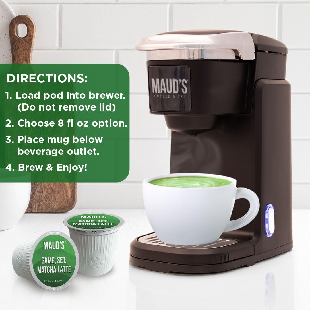 Maud’s Matcha Latte Pods, 16 ct, Recyclable Single Serve Tea Pods – Compatibl…