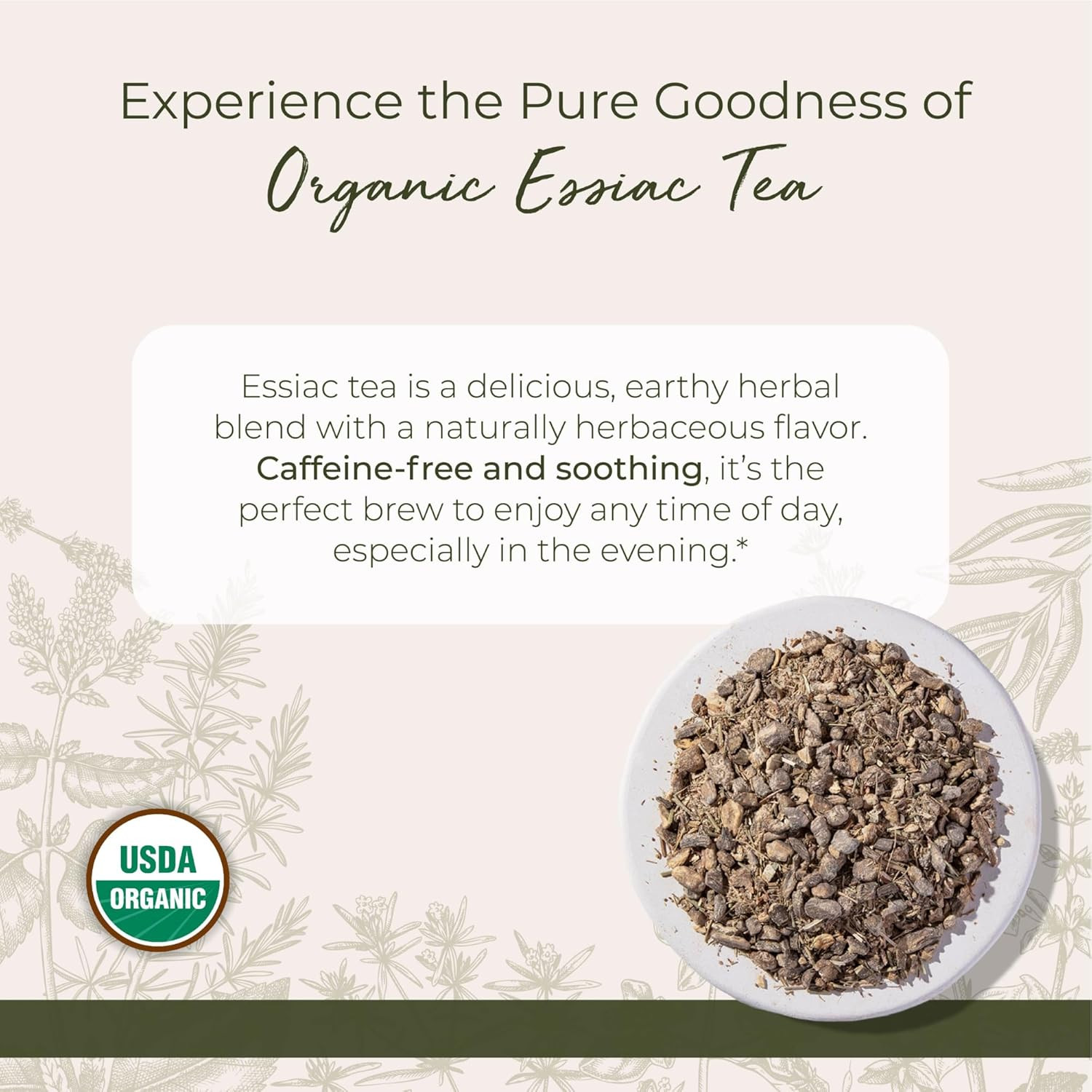 Essiac Tea Organic – Caffeine Free Herbal Blend, Loose Leaf Burdock Root, Slippe