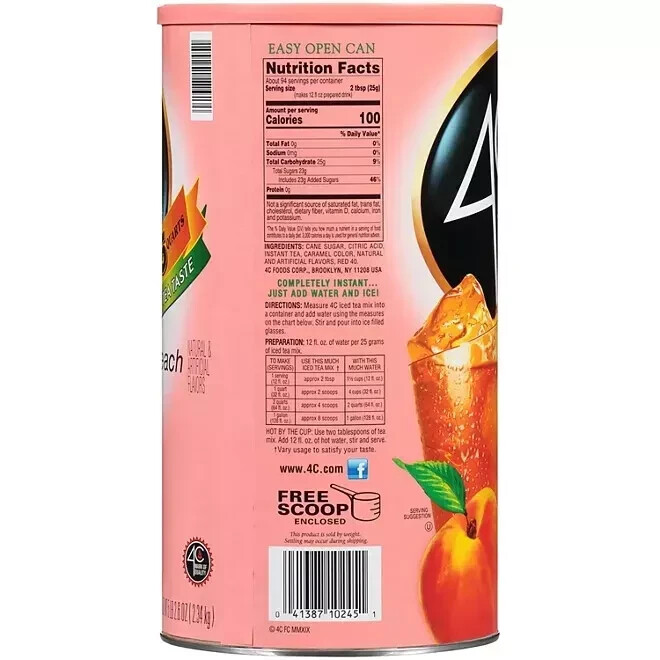 4C 35 QT Peach Iced Tea Mix {82.6 oz.}