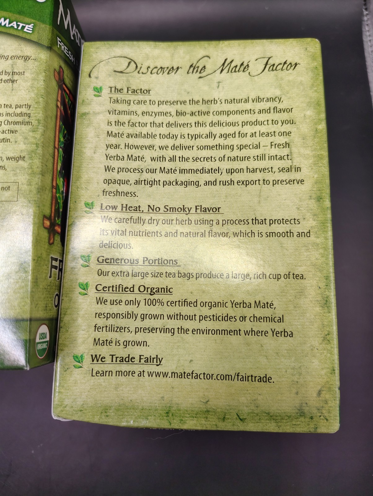 Mate Factor Yerba Mate Green Tea,Fresh Organic Tea Bags. 3boxes