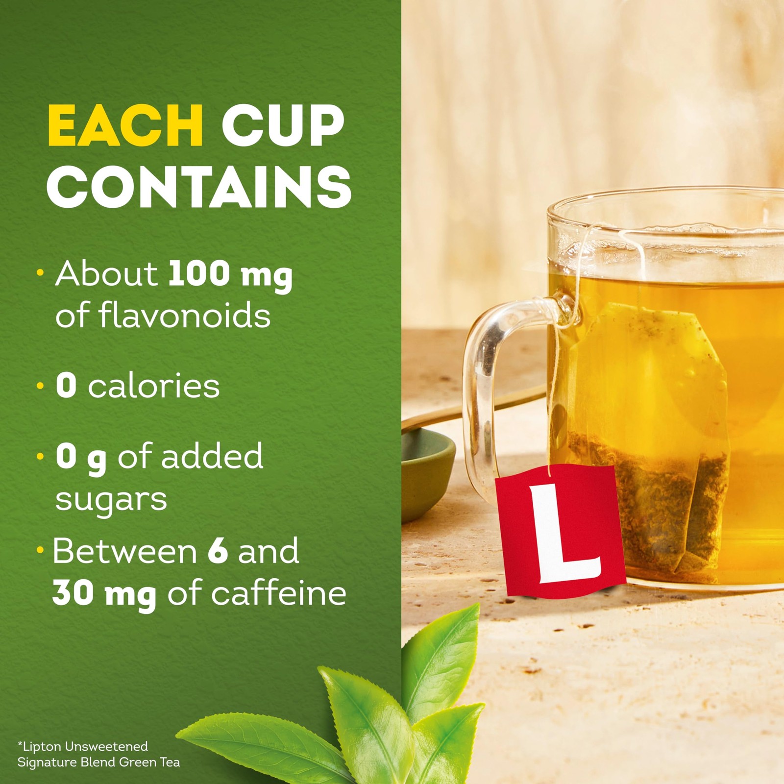 Lipton Signature Blend Green Tea Bags, Unsweetened Teabags for 40 Bags