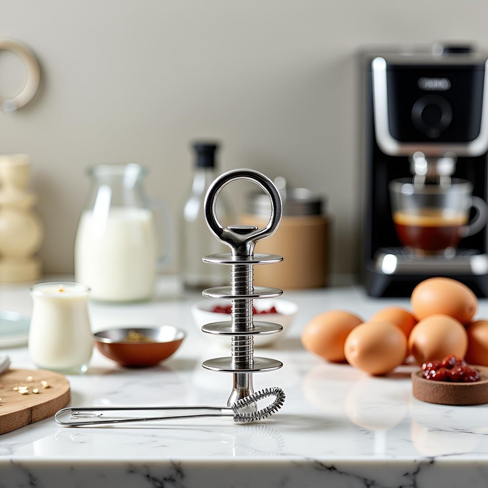 Silver Stainless Egg Beater Steel Mini Spring Coil Whisk Handheld 1,