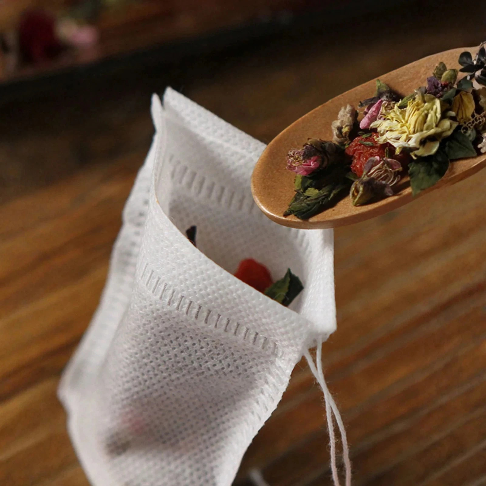100pcs Disposable Tea Bags Loose Leaf Drawstring Empty Tea Filter Bag Infuser*