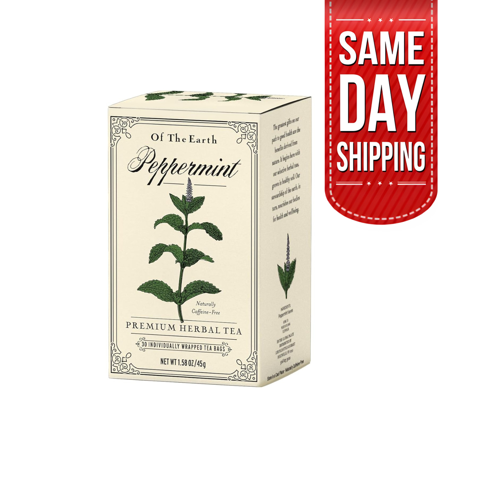 Of The Earth Organic Pure Peppermint Herbal Tea 30 Bags, 1.58 oz