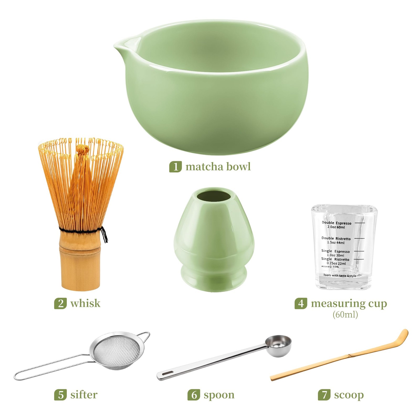YIBO Matcha Whisk Set, Matcha Kit Bamboo Whisk and Ceramic Bowl with Spout & …