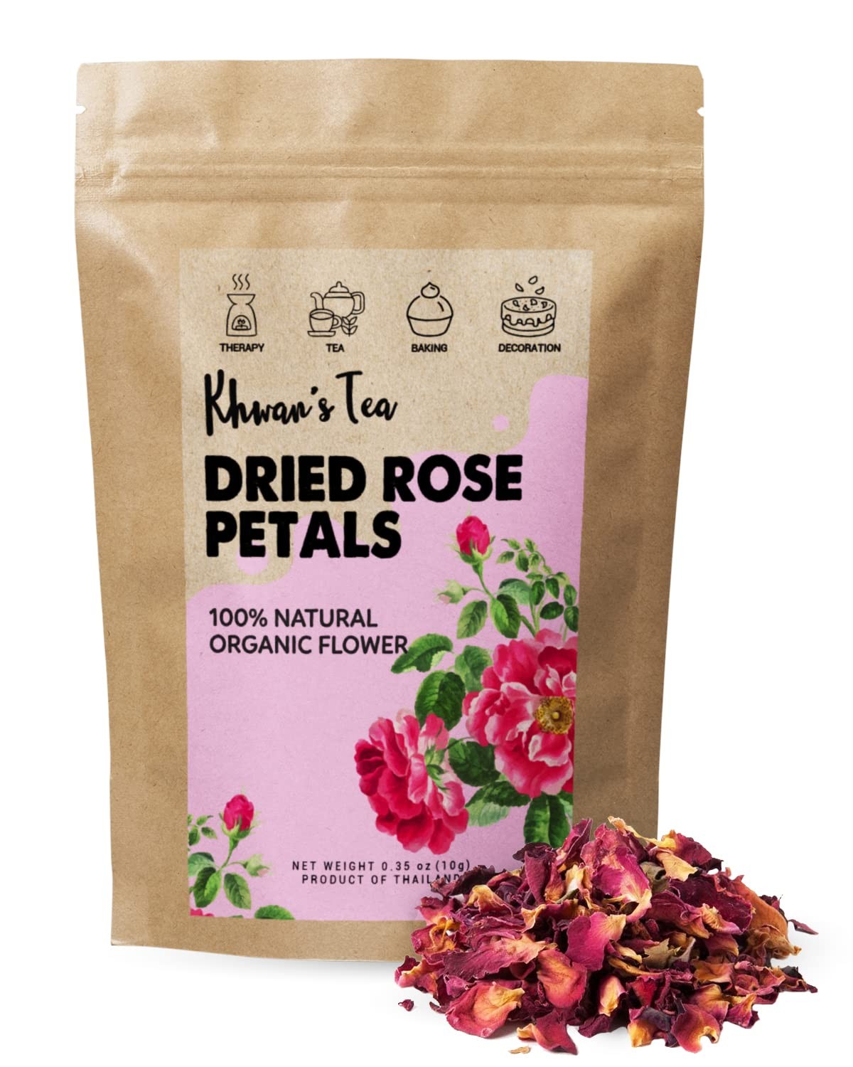 Premium Dried Rose Petals – Plant-based & Edible Flowers for Baking Decoratio…
