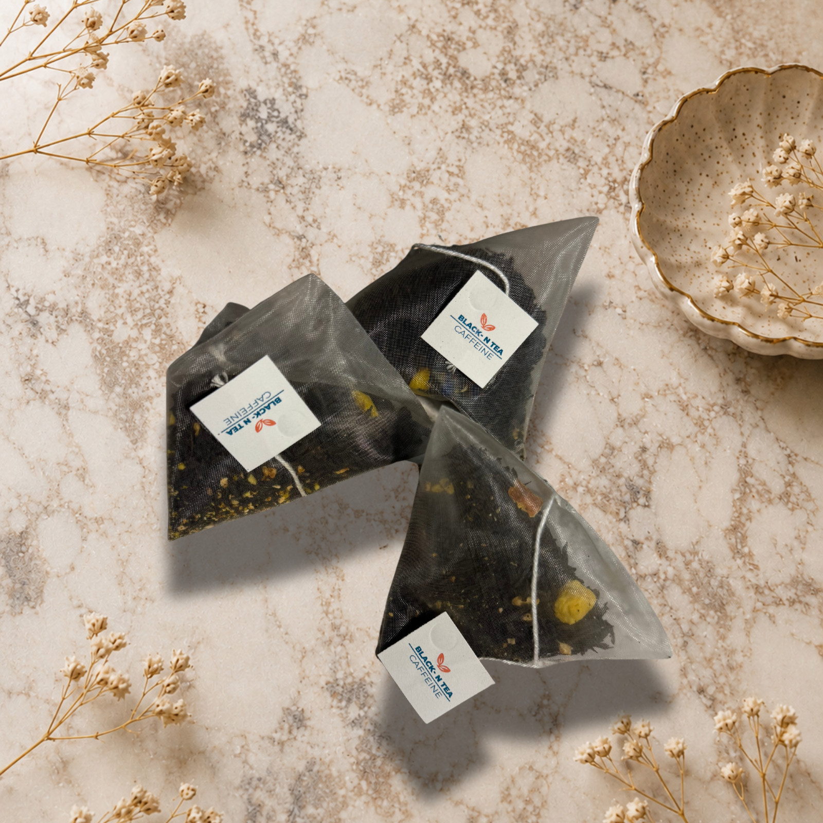 High Caffeine Premium Black Tea | 15 Pyramid Tea Bags | 150mg Caffeine | Energy