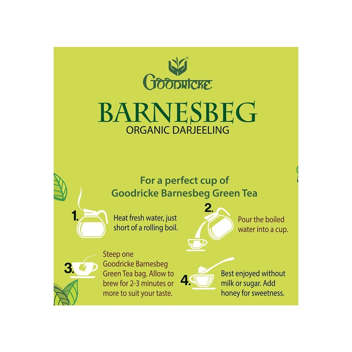GOODRICKE Barnesbeg Organic Darjeeling Green Tea-25 Tea Bags Premium Loose Leave