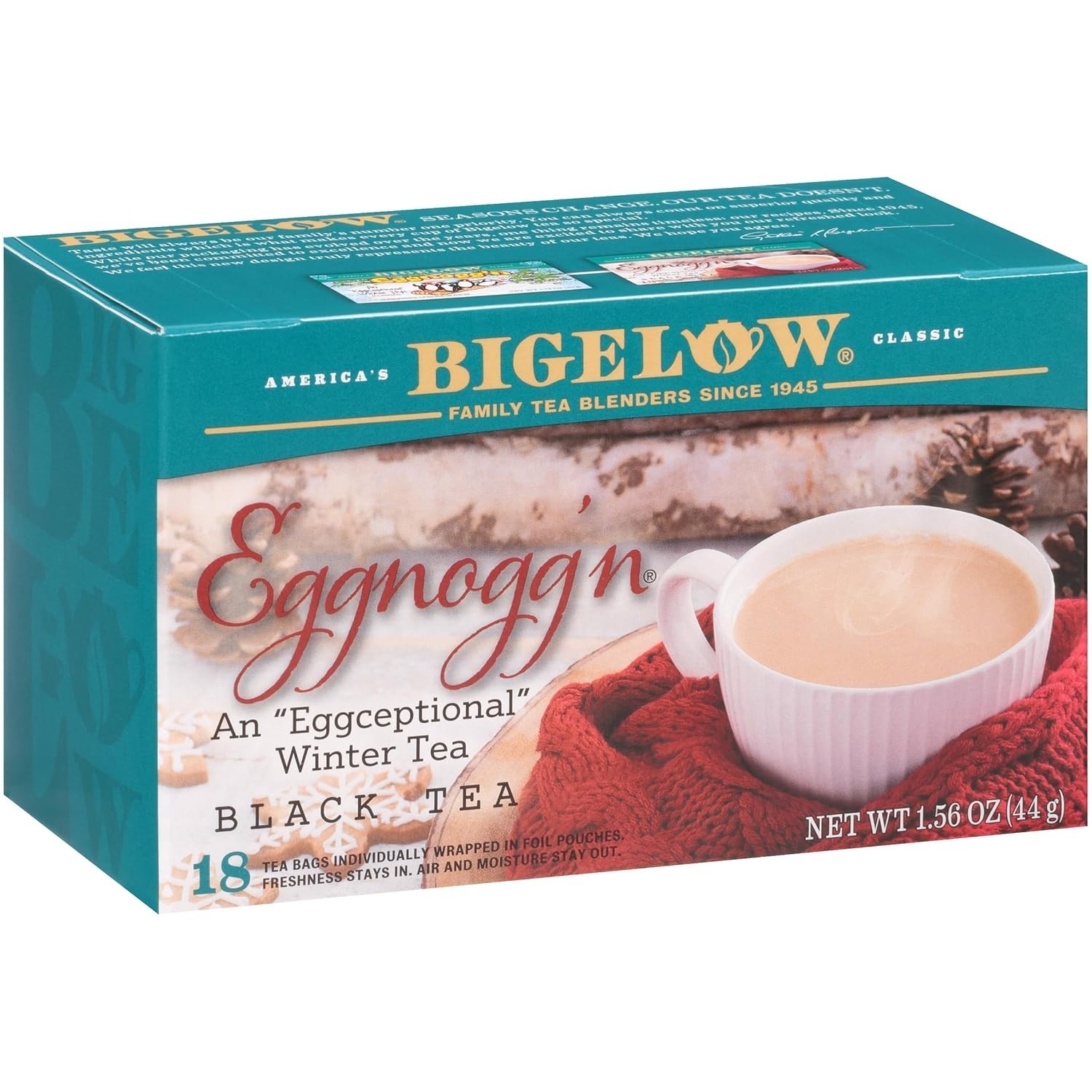 Bigelow Tea Eggnogg ‘n Black Caffeinated 18 Individual Bags 2 Box Eggnog Winter