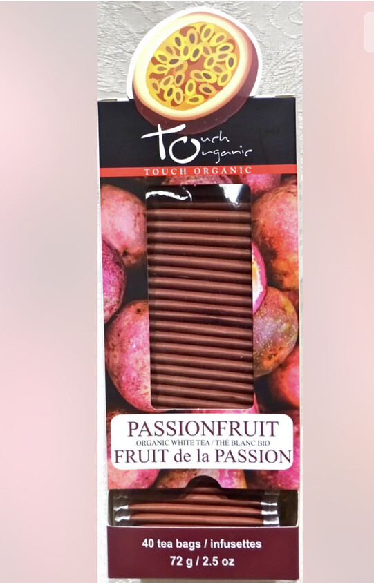 2 Touch Organic PASSIONFRUIT WHITE Tea Bags, 40 Bags, 2.5 oz Exp 10/2025
