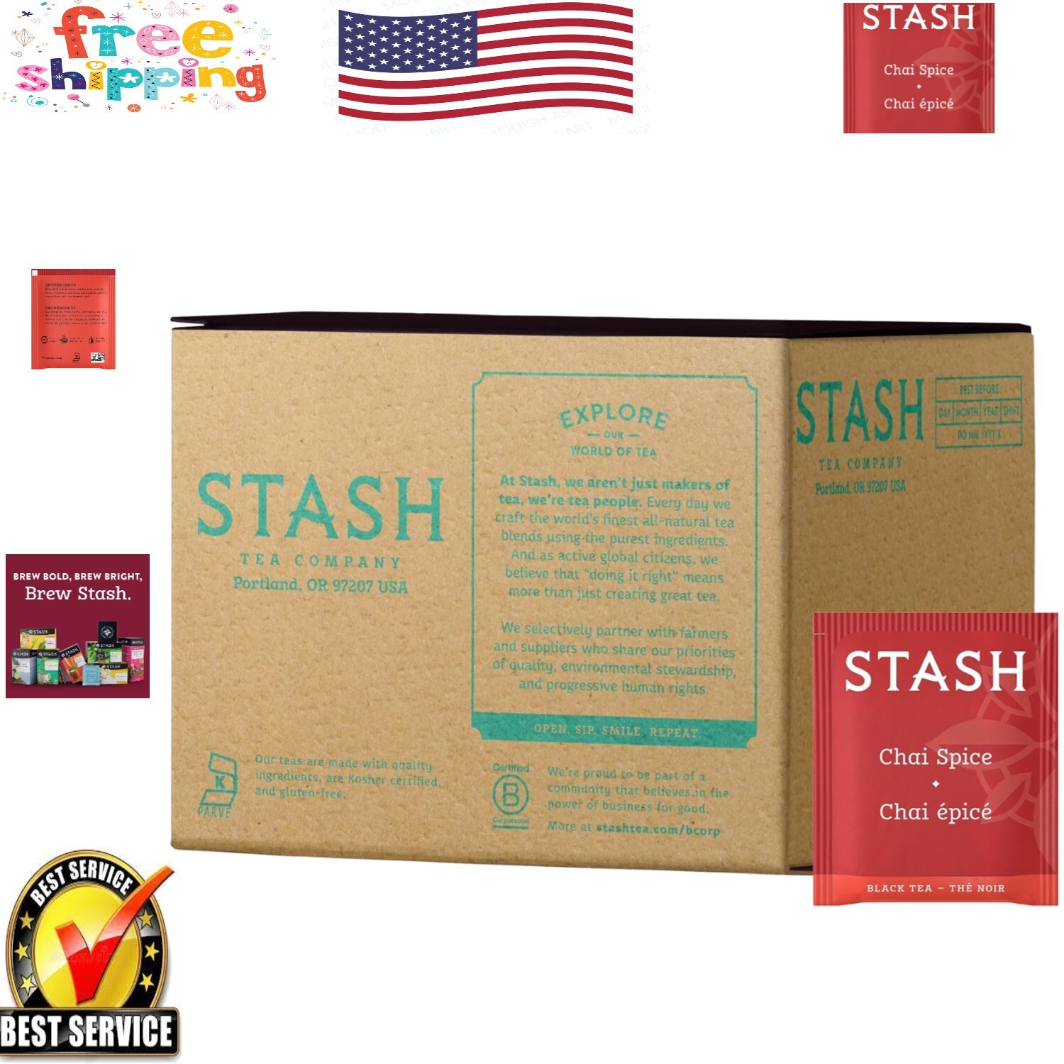 Exquisite Chai Spice Black Tea: 100 Bags of Bold Tradition & Rich Aroma
