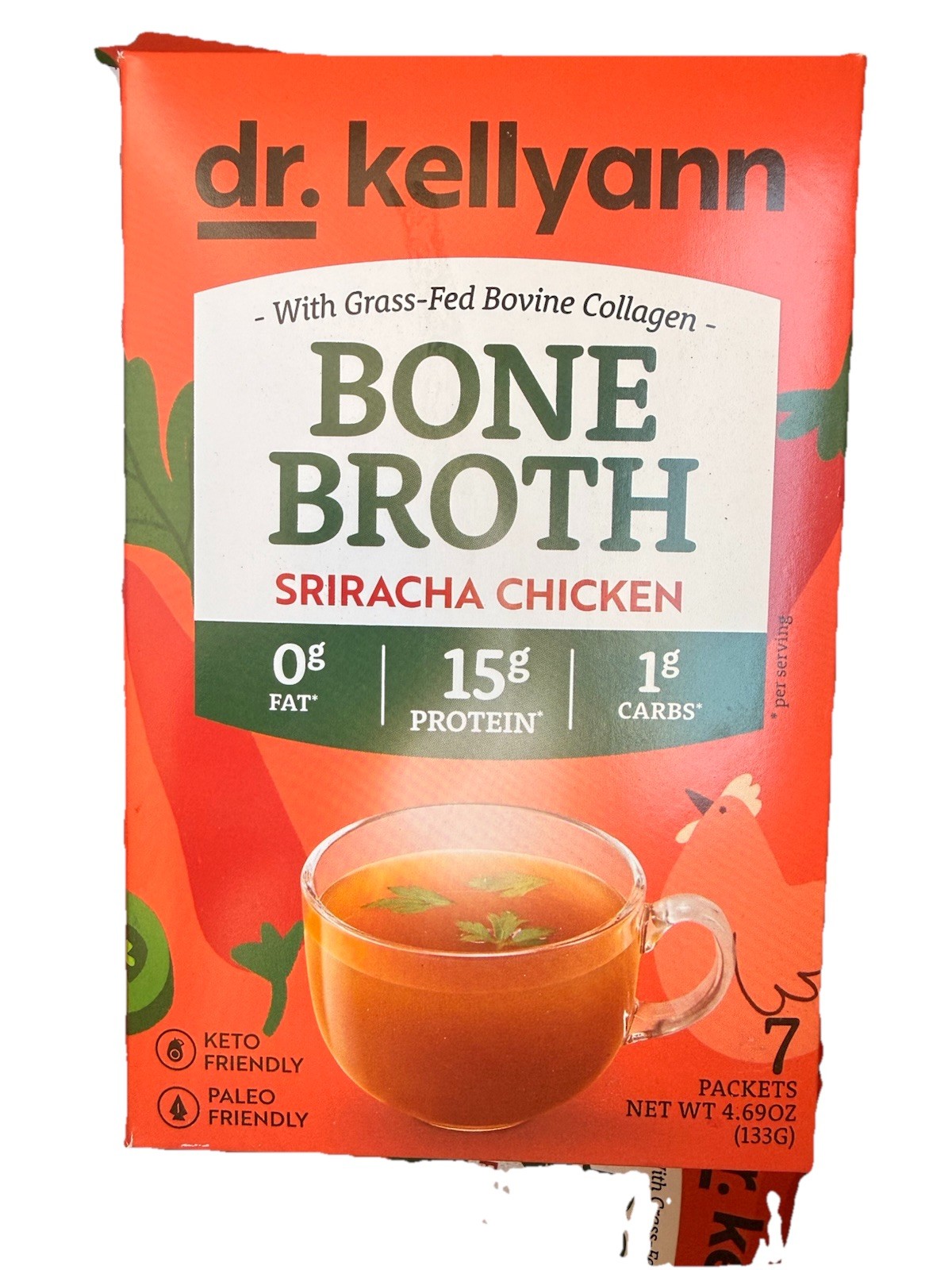 Dr. Kellyann Bone Broth Sriracha Chicken Powder, 7 Packets, 4.69 oz