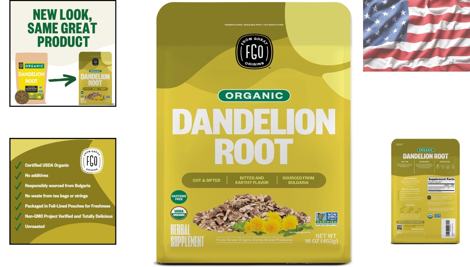 Healthy 16oz Organic Dandelion Root Tea from Bulgaria – Caffeine-Free Delight