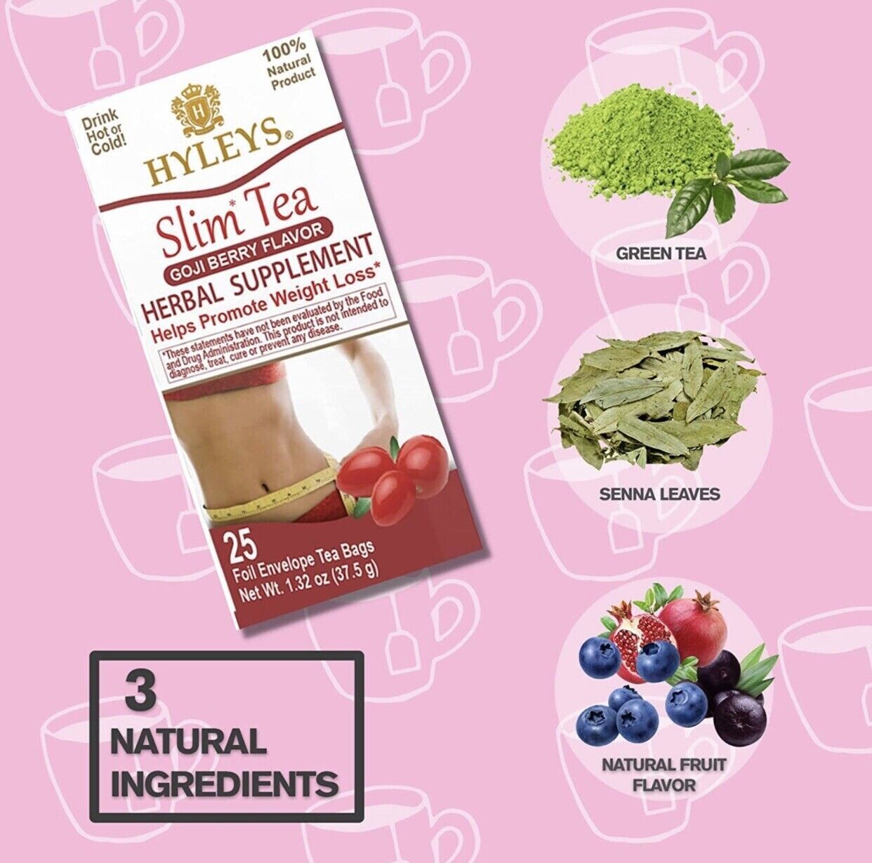 Hyleys Slim Green Tea Goji Berry Flavor (25 Tea Bags)