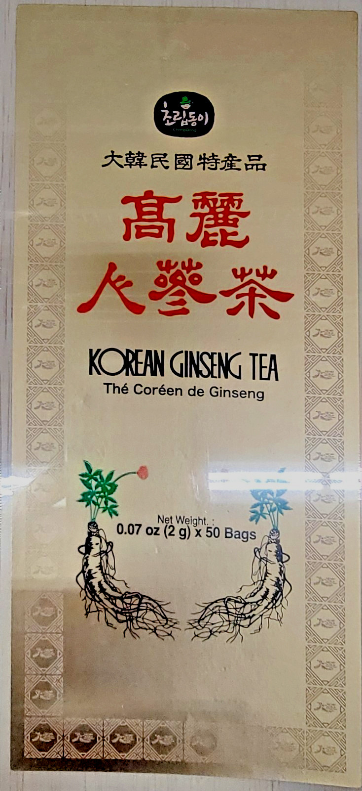 Korean Ginseng Tea Sealed in Wooden Case, Authentic 50 Tea Bags, Exportation ko