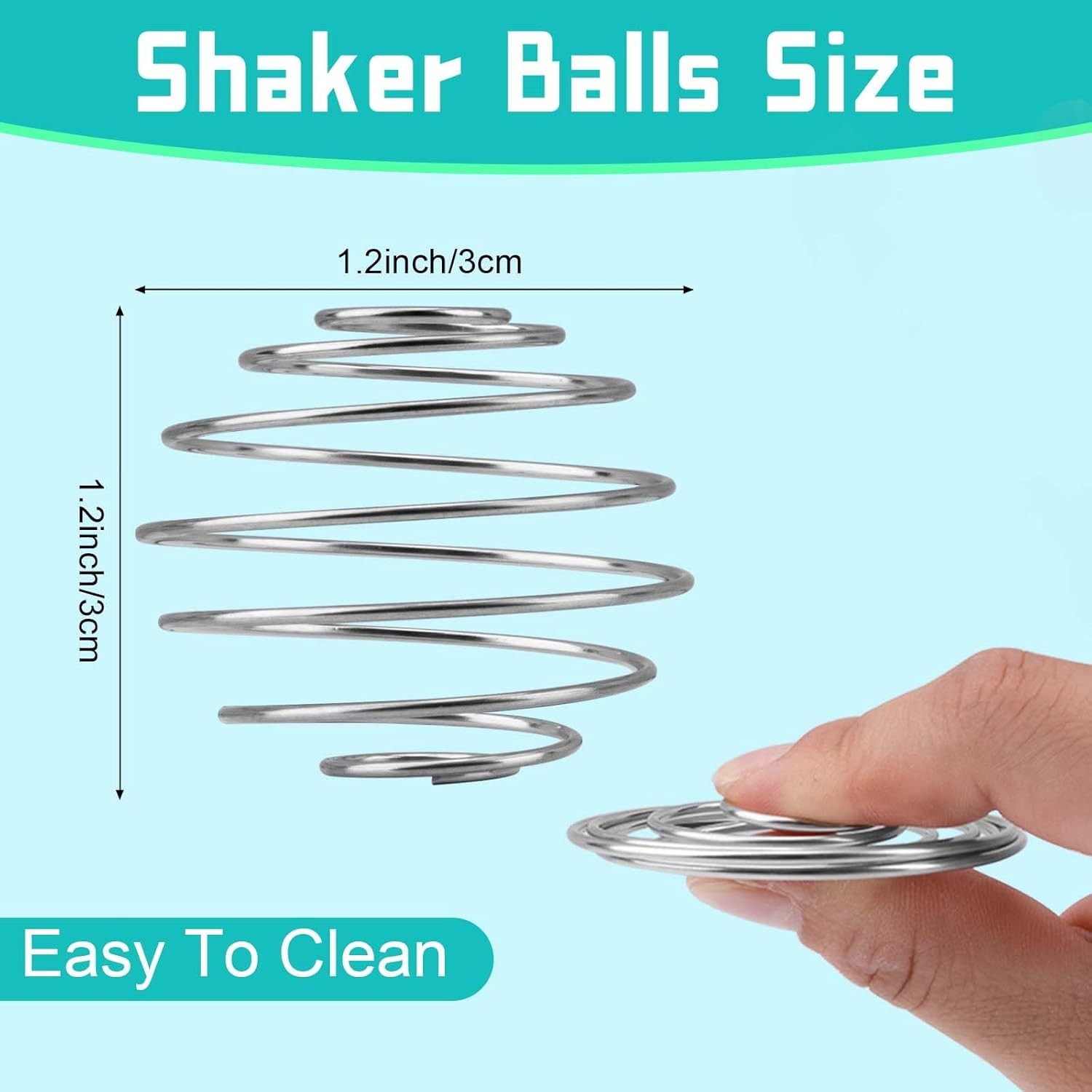 2 Pcs Stainless Steel Ball Shaker Wire Whisk Diameter 1.2 inch, Silver