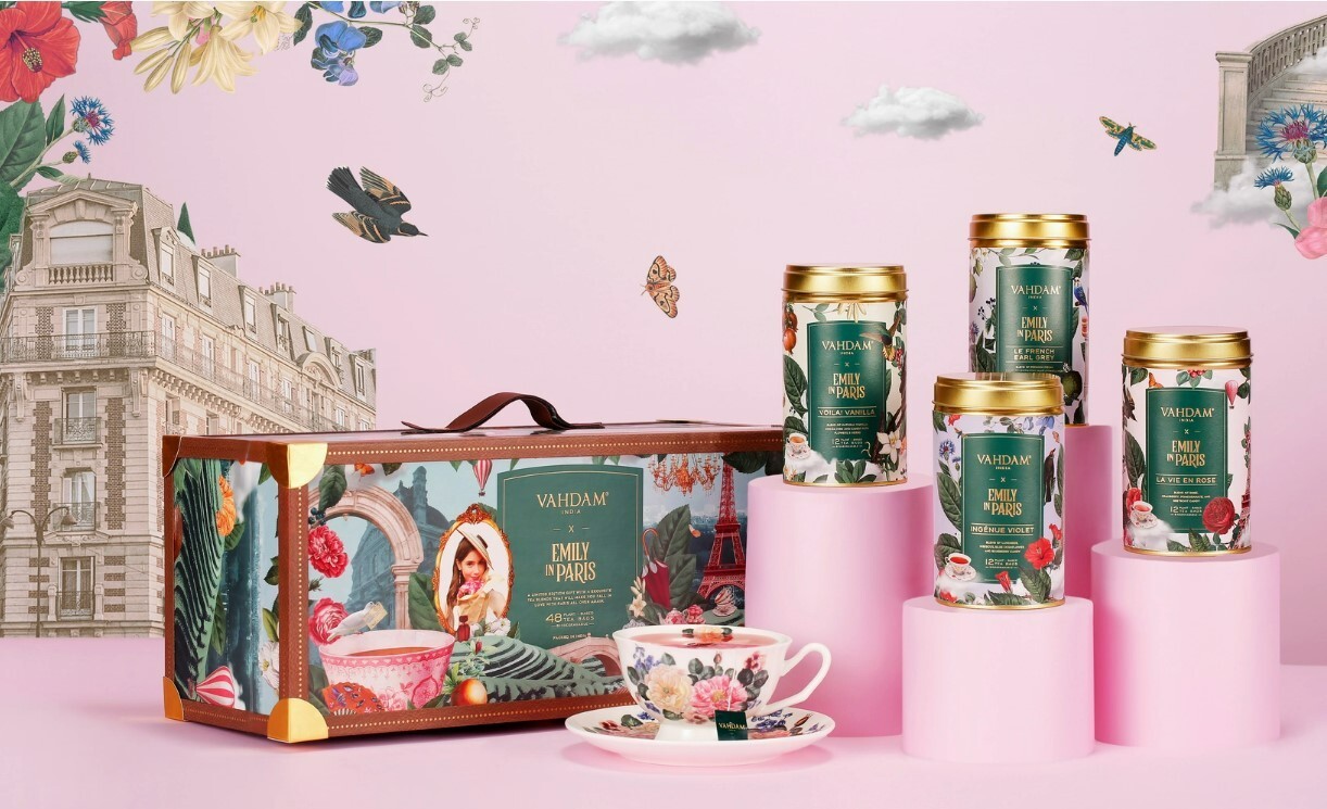 Vahdam Tea, Emily in Paris Tea Entourage Collection of 4 Teas, Limited Edition
