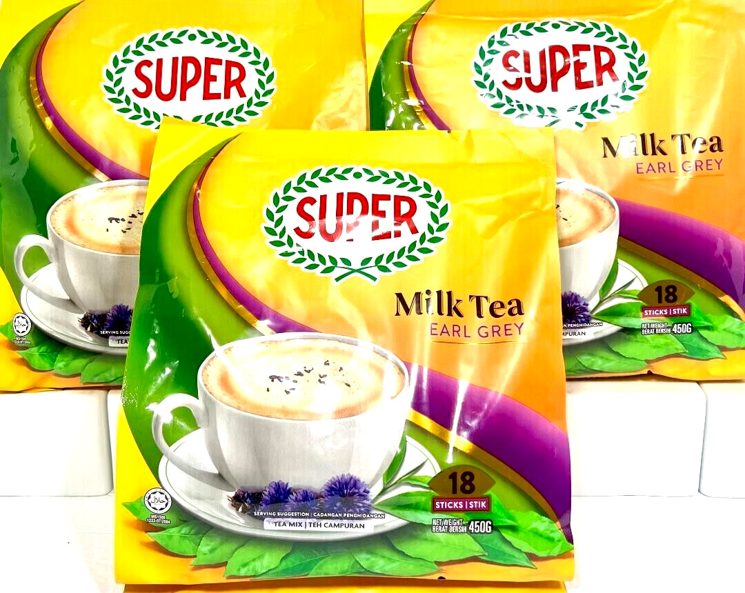 Super 3-In-1 Instant Earl Grey Milk Tea 18 Sticks x 25g ( Pack of 3 )