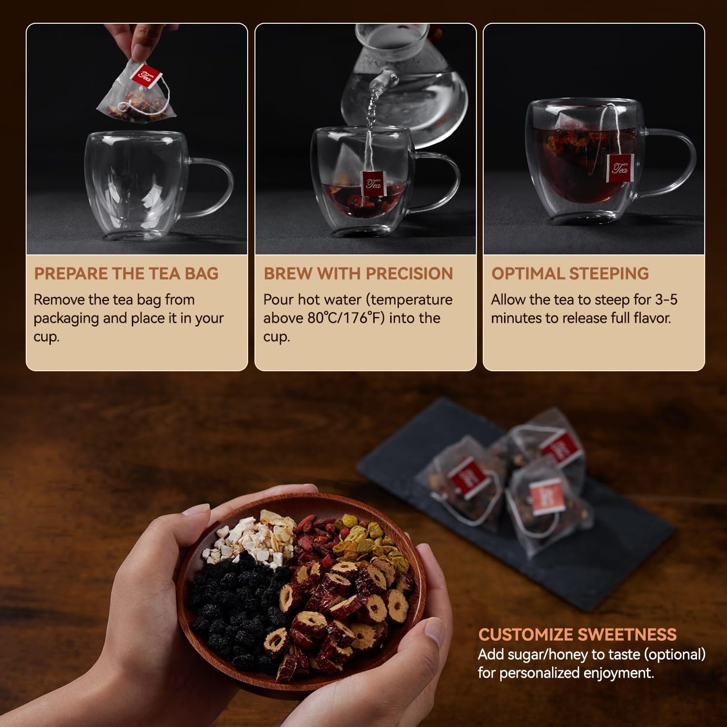 30Pcs Ginseng Five Treasures Kidney Tea Traditional Chinese Herbal Health Tea X6