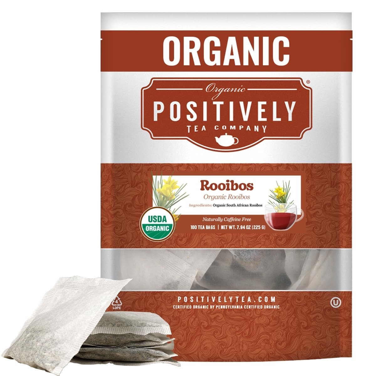 South African Rooibos Tea – 100 Count Eco-Friendly Bags, Sweet & Nutty Flavor
