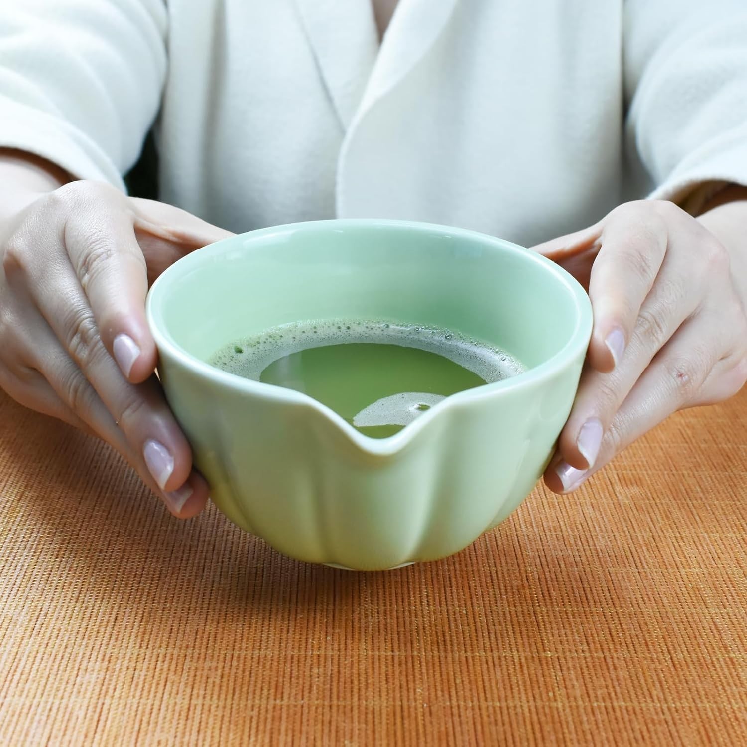 4PCS Matcha Tea Set Bowl Whisk Scoop Holder Japanese Tea Ceremony Kit Green