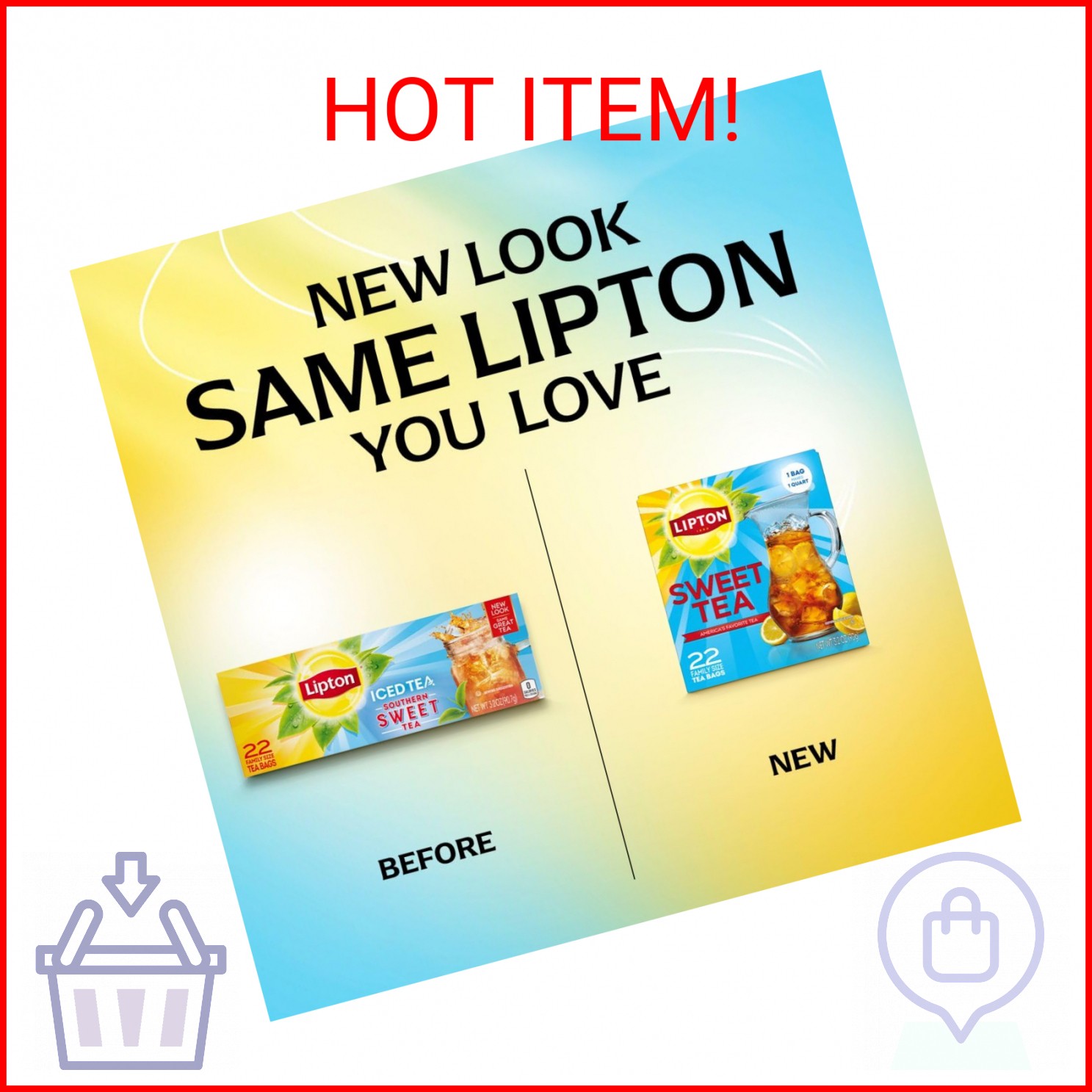 Lipton Southern Sweet Iced Tea Bags, Family Size Zero Calories, 132 Total Bags (