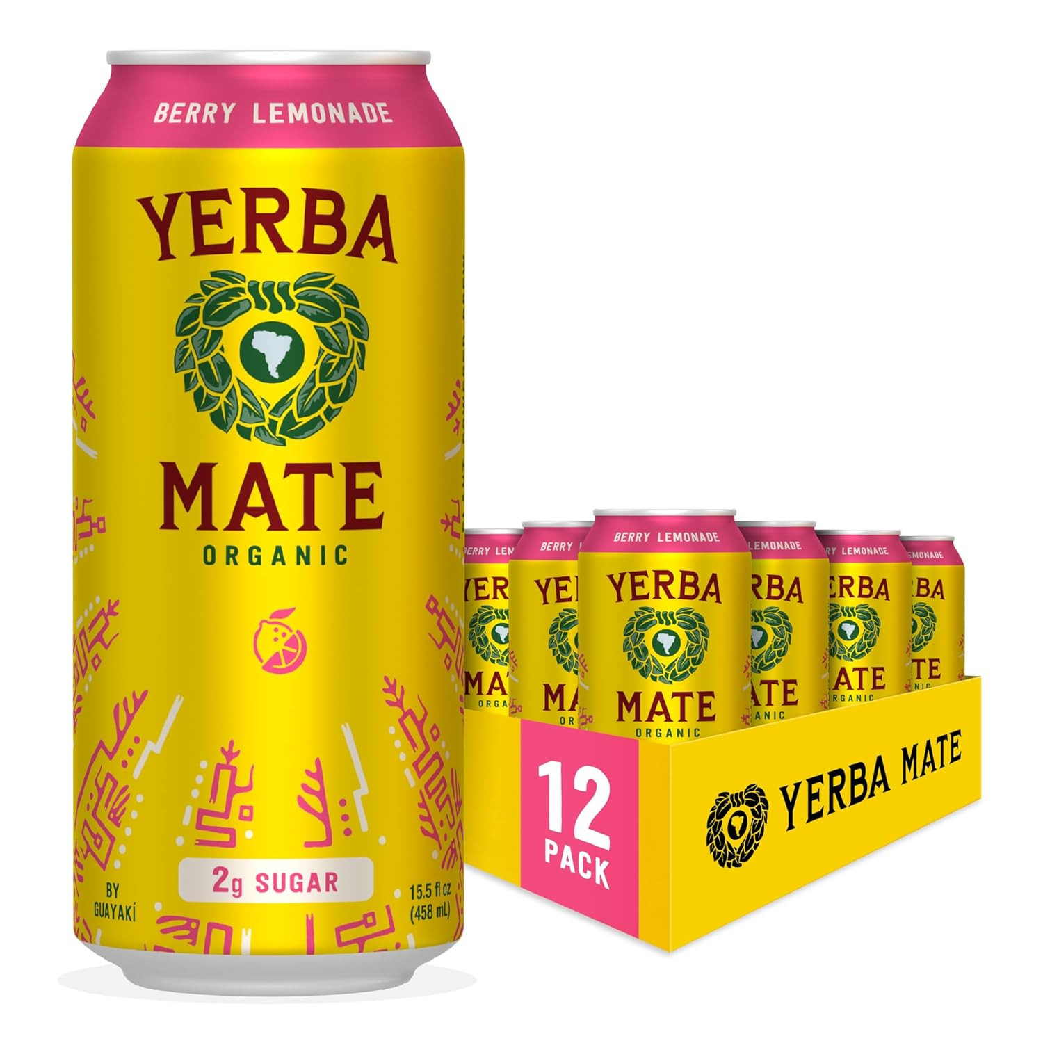 Yerba Madre Organic Yerba Mate, Energy Drink Alternative, Berry Lemonade, Low Su